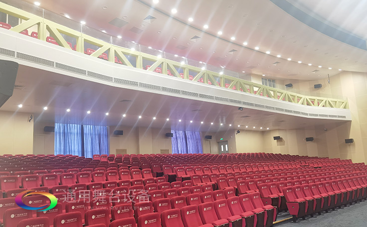 廣州雅源學校舞臺阻燃幕布、舞臺座椅、舞臺燈光、舞臺音響效果展示